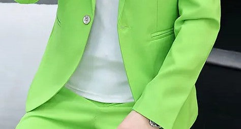 Men's Slim Fit Two-Piece Set Korean Style Spring Autumn Casual Trend British Hair Stylist Fashion Suit plus Trousers