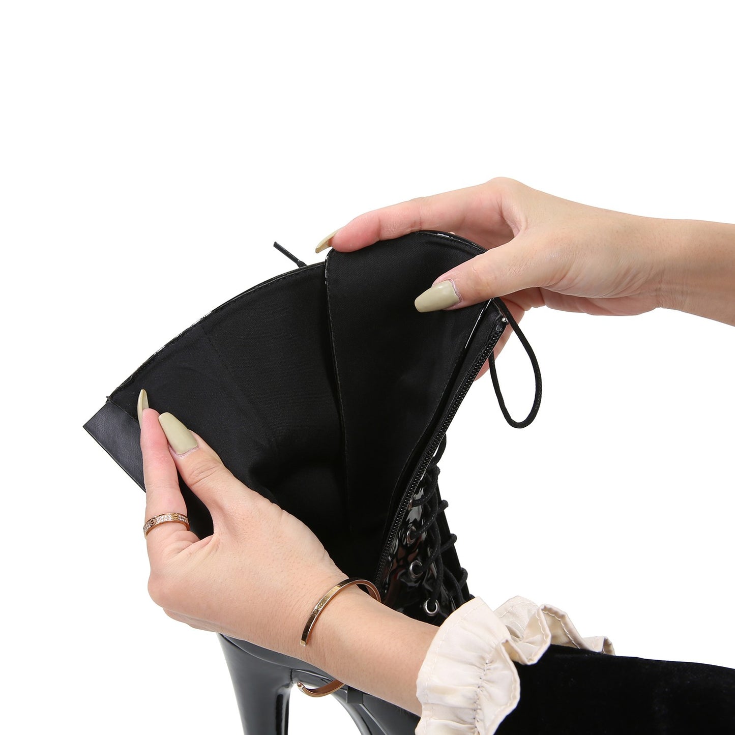 Sexy Knight Boots Women 8-inch High Heels Fashion Models Shoes Nightclub Cross Lace-up Pole Dancing Stripper An kle Short Boots