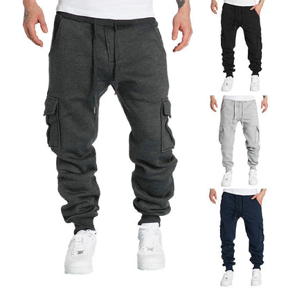 Mens Sweatpants Straight Fit Joggers for Sports and Streetwear Loose Oversized Drawstring Long Pants Men Multi-pocket Pants
