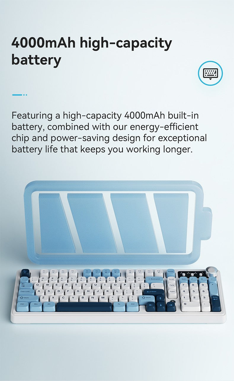 AJAZZ AF98 Wired/Wireless Keyboard Mechanical Feel Office Long Battery Life Three-Mode RGB Mixed Light ABS Keycaps Ergonomics