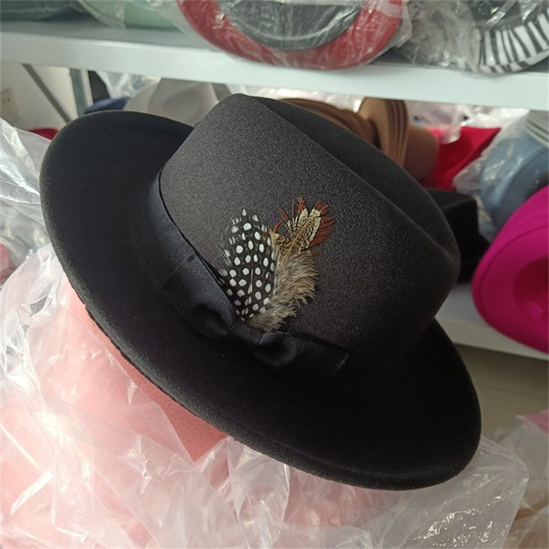 Men's fedora hat Men's and women's universal solid color fedora hat Women's 21 color wide brim jazz hat Autumn and winter Britis