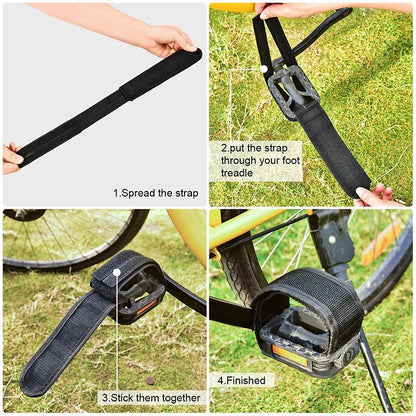 1 Pair Adjustable Bike Pedal Straps - Nylon Backing for Fixed Gear/Road/MTB, Non-Slip Toe Clip Belt Cycling Accessories