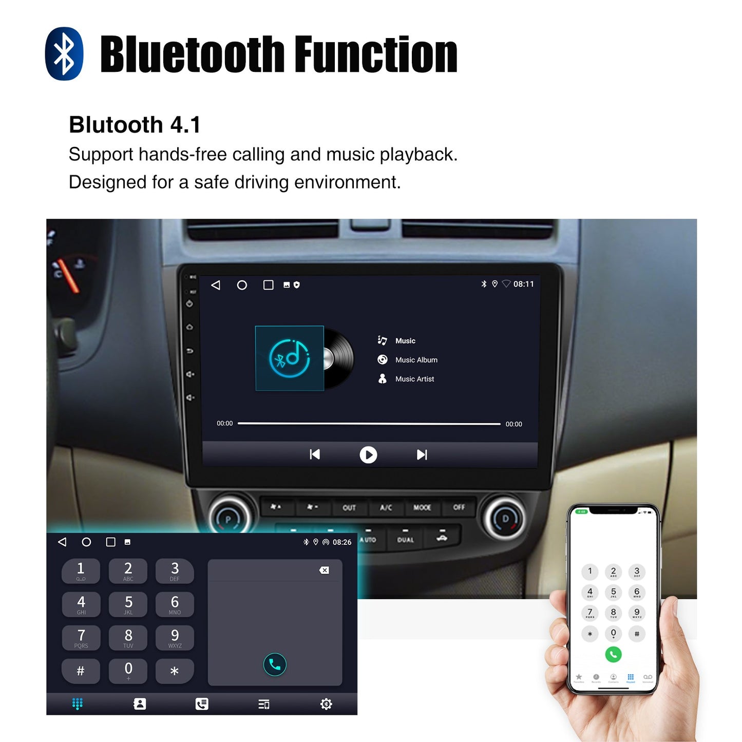 4+64G 10.1" For Honda Accord 7 2003-2007 Android 14 Car Stereo Radio GPS Navi Apple CarPlay WiFi BT Head Unit IPS Touch Screen