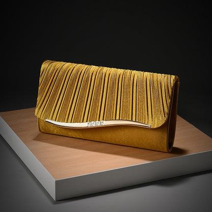 Premium Pleated Clutch Bag with Metal Trim Fashion Classic Chain Shoulder Bag for Evening Weddings And Parties