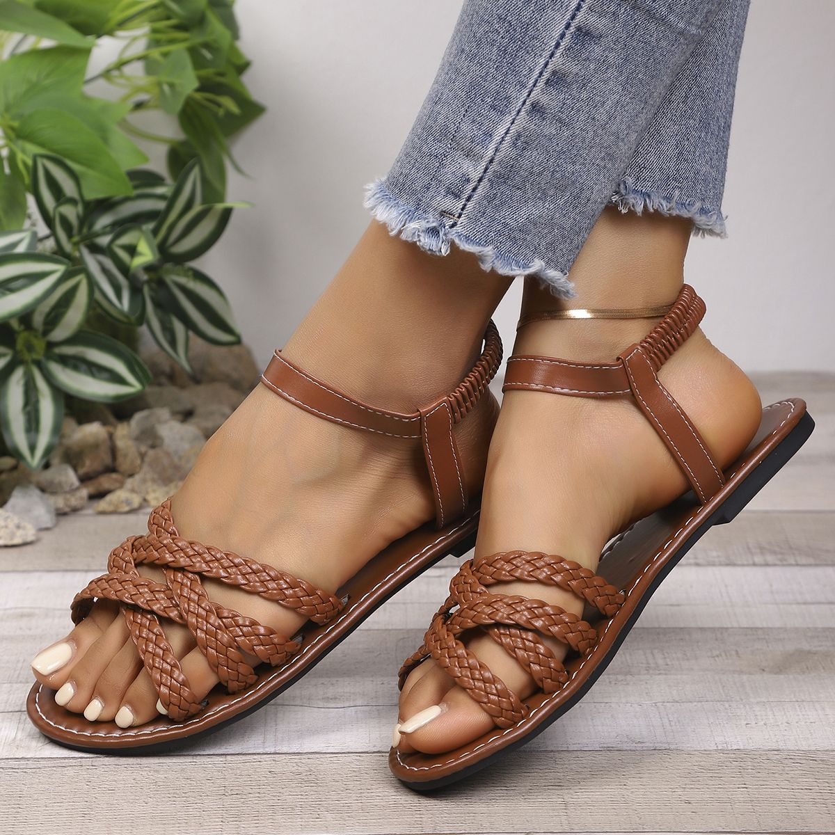 Summer Braided Woman Sandals Party Shoes Ladies Outdoor Sandals for Women Casual Shoe Soft Sandal Rubber Female Footwear