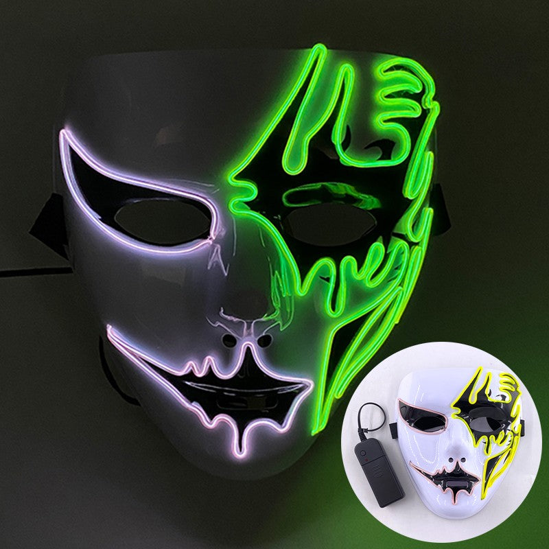 Shuffle Dance Mask Luminous Purge Mask Devil Glowing Masquerade Cosplay Mask for Halloween Horror Haunted House Props