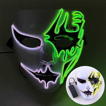 Shuffle Dance Mask Luminous Purge Mask Devil Glowing Masquerade Cosplay Mask for Halloween Horror Haunted House Props