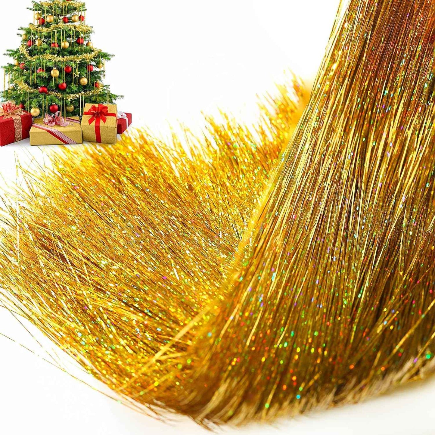 3000 Strands Icicles Iridescent Tinsel Foil Fringe Garland for Christmas Xmas Tree Graduation Party Supplies Holiday Decor