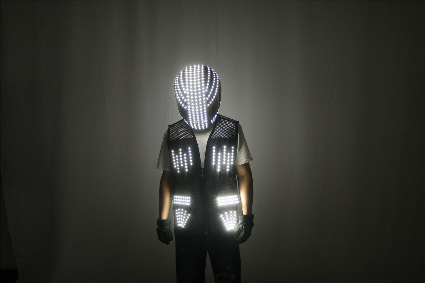 LED Robot Suit Stage Dance Costumes, Light Up Jacket, Strobe Luminous Clothing, Christmas and Halloween Party