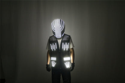 LED Robot Suit Stage Dance Costumes, Light Up Jacket, Strobe Luminous Clothing, Christmas and Halloween Party
