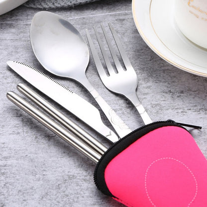 Tableware Bag Box Cutlery Storage Bag Portable Travel Fork Spoon Knife Dinnerware Packaging Pouch Storage Case with Zipper