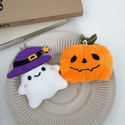 Funny Halloween Plush Keychain Pumpkin Head Kawaii Cartoon Plush Pendant Decoration Soft Furry Bag Pendant Gift Giving