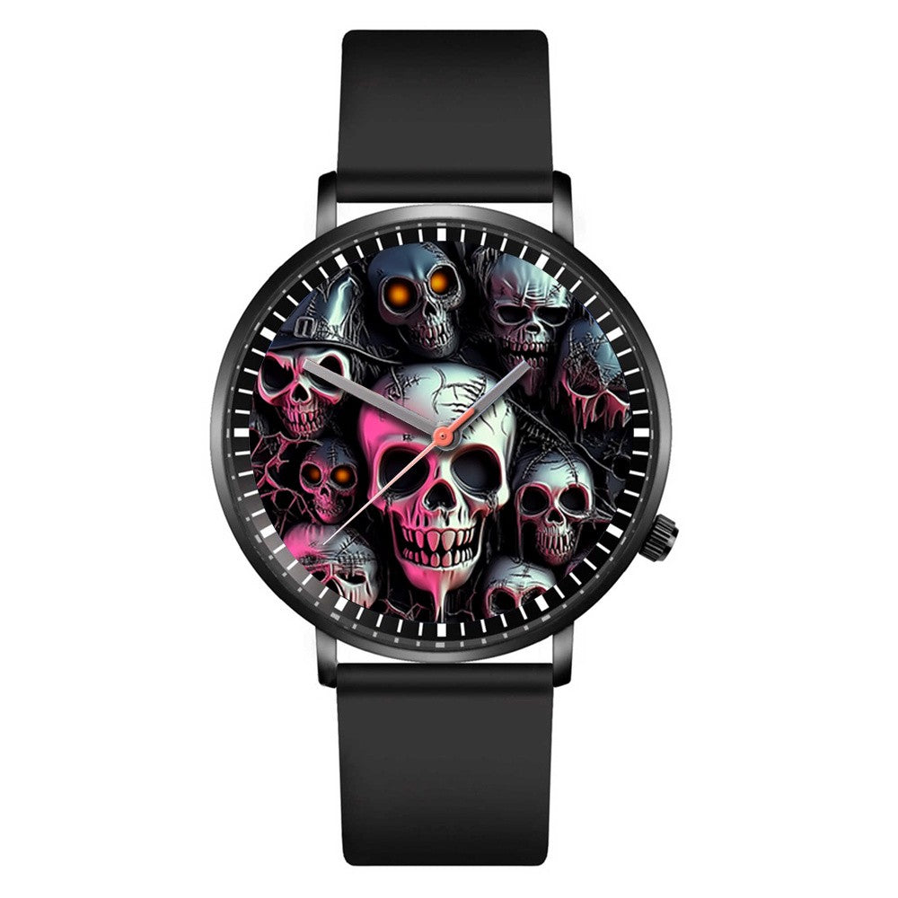 Fashion Pumpkin Design Men's and Women's Quartz Watch Casual Black Silicone Halloween Gift Fashion Women's Wristwatch