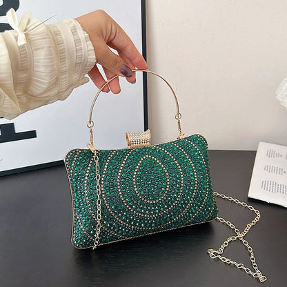 Luxury Women's Evening Bag Sparkling Rhinestone Handbag Fashion Chain Crossbody Bag Elegant Wedding Dress Party Banquet Clutch