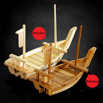 Culinária Japonesa Barco de Sushi Ferramenta de frutos do mar Modelo de Loja de Madeira Navio Simples Artesanal Sashimi Pratos Frios Variados Louça Bar