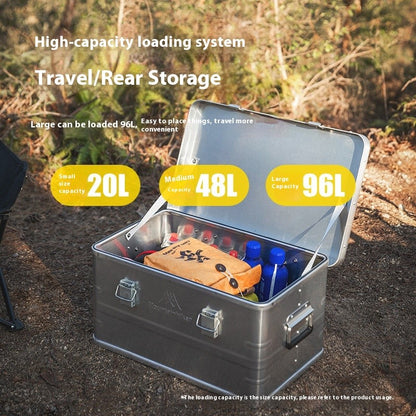 MOUNTAINHIKER Outdoor Storage Box Camping Picnic Travel Aluminum Alloy Large Capacity Box Silver Storage Bag 30-80L