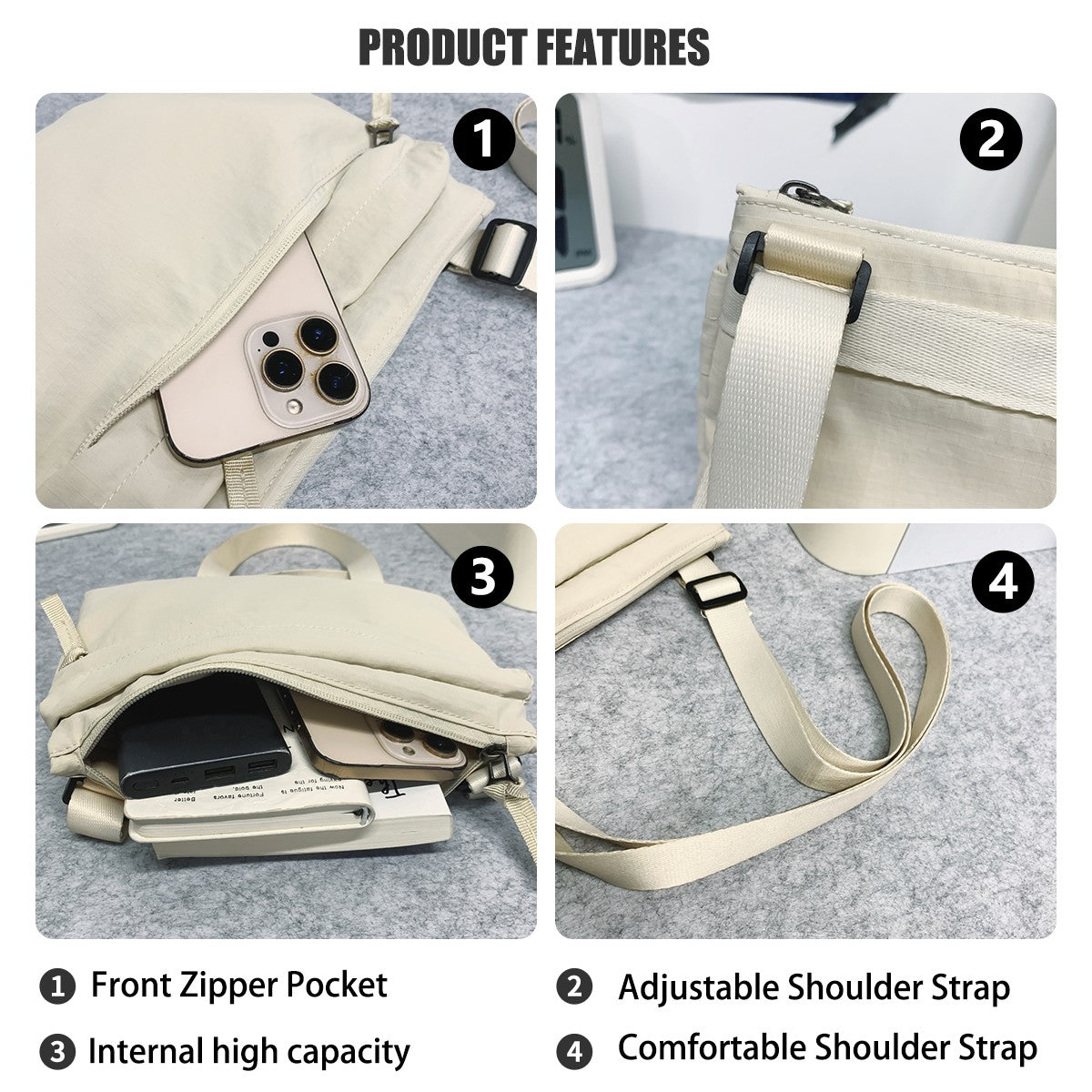 Unisex Outdoor Crossbody Bag - Tactical Messenger Bag for Hiking/Fishing/Travel, Style Phone Sling Pack with Anti-Theft Pocket