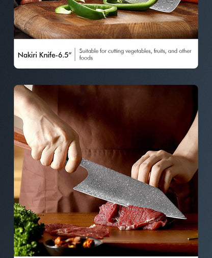 TURWHO Hand Forged Japanese Kitchen Knives Damascus Chef Knife High Carbon VG10 Steel Santoku Nakiri Bread Utility Handmad Knife