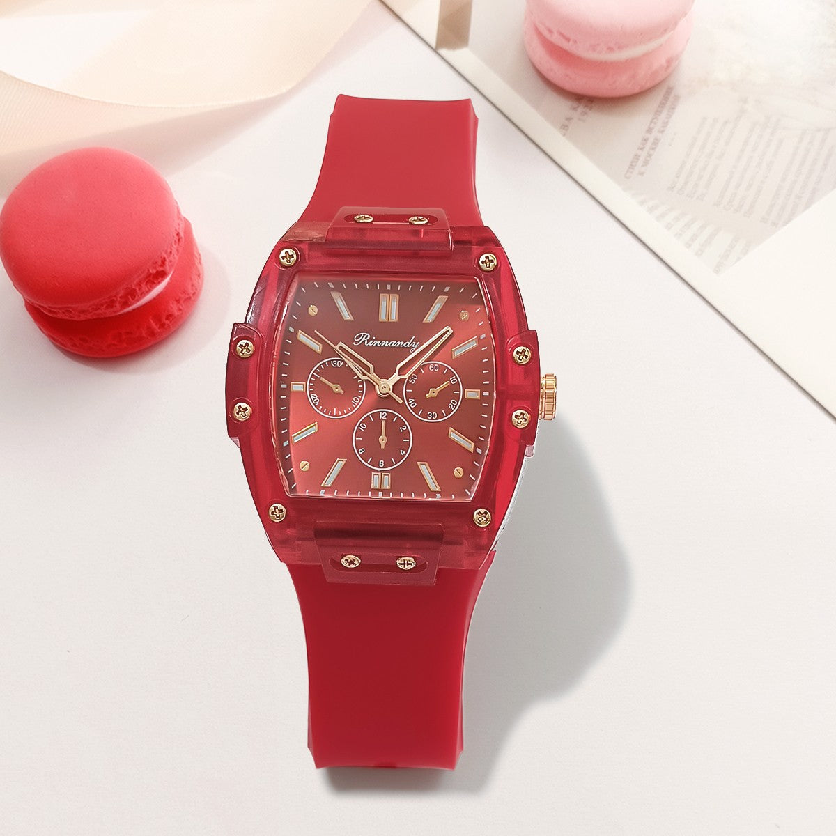 Cross border foreign trade new sports and leisure square silicone scale three eye women's quartz watch manufacturer in stock