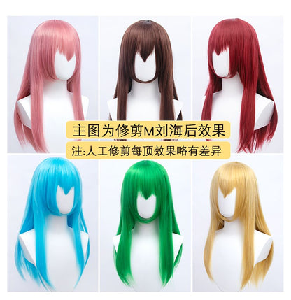 ?HSIU Brand?26 Colors 60cm Long Straight Hair Pink Gray  White purple Black pink Fiber synthetic wig + Free brand wig net