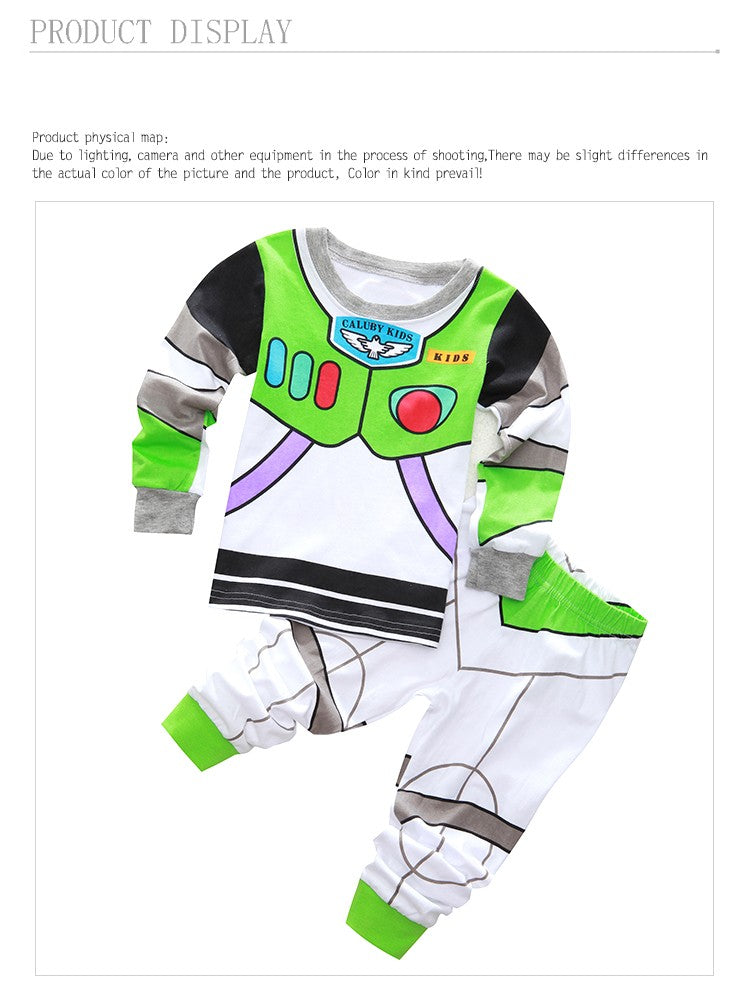 New Kids Pajama Set Cotton Soft Buzz Lightyear Print Loungewear Long Sleeve Pjs Sleepwear for Toddler Boys Girls Nighty