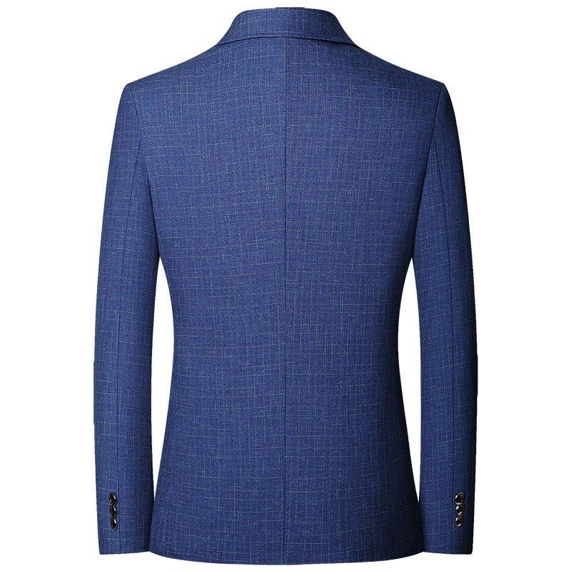 2025 Spring  Autumn New Blue Checkered Non-iron Suit Jackets for Men,black Light Business Casual Men Blazer Slim Fit, Asian Size