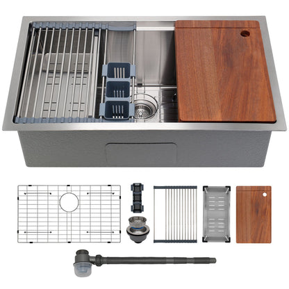 COZZIVITA KSSB32SS 32'' L Undermount Single Bowl Stainless Steel Kitchen Sink