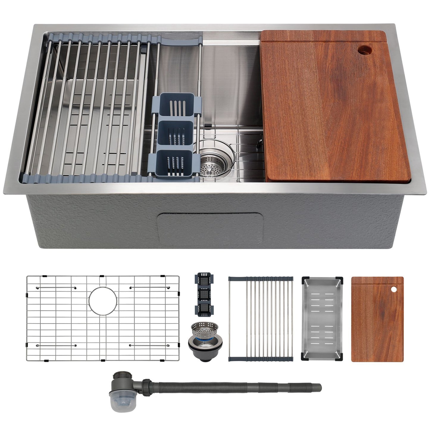 COZZIVITA KSSB32SS 32'' L Undermount Single Bowl Stainless Steel Kitchen Sink