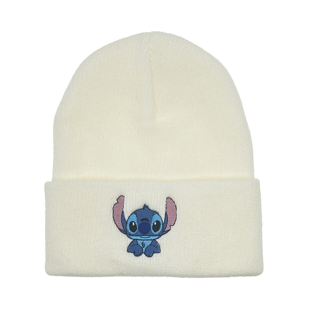Chapéu de Malha Bordado Disney Anime Stitch Outono Inverno Chapéu Quente Externo Chapéu Elástico Presentes para Adultos e Crianças