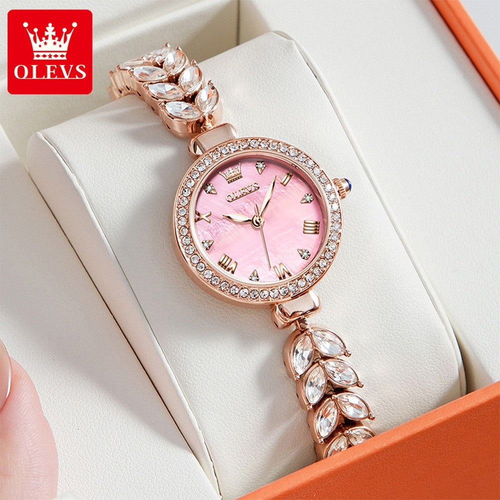OLEVS 9971 Women Watch Luxury Brand Quartz Watch Fashion Unique Design Diamond Mermaid Bracelet Dress Watch Women Elegant Watch