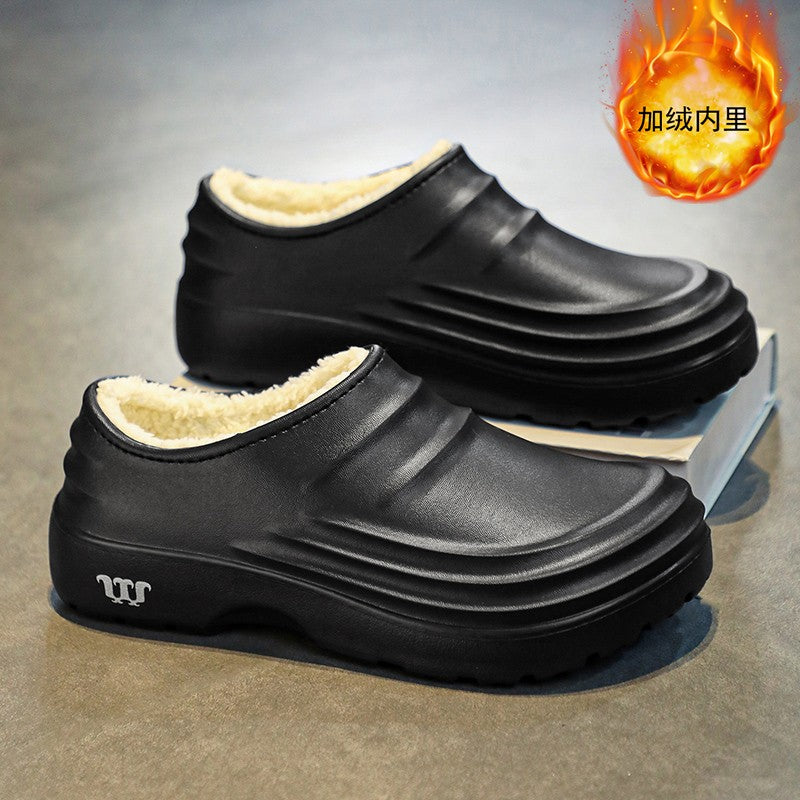 Winter Plush Supper Warm Chef Shoes for Men Women Very Soft Rubber Sandals Clogs Garden Shoes Without Holes Kitchen Work