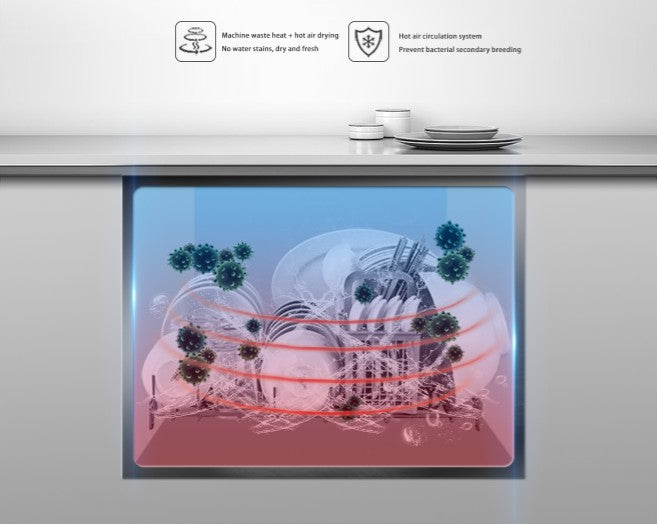 Drawer Dishwasher 8 Sets Automatic Built-in Dish Machine Major Kitchen Appliances