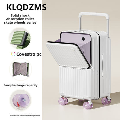 Mala de alta qualidade KLQDZMS, Abertura Frontal, Case para Laptop, Carrinho, 20"24"26"28 Polegadas, ABS+PC, Bagagem de Viagem de Mão