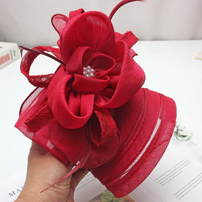 Novo Chapéu Feminino De Verão Em Organza Com Aba Larga E Flor Grande Fedora Elegante Para Casamento Igreja Festa