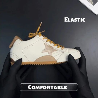6cm de Elevação Interna Cadarços de Pato Mandarim Estrela Sapatos Sujos Femininos Vintage Sola Grossa Versátil Tênis Casual