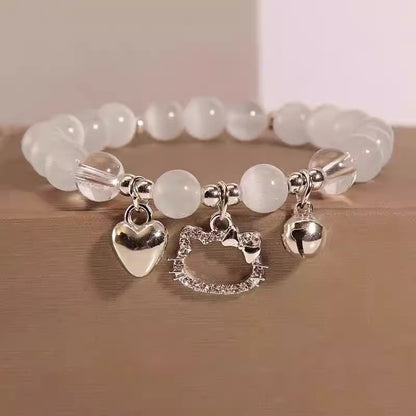 Nova pulseira de cristal com contas simples para mulheres meninas coreanas ins flor raposa pena borla pulseiras melhores amigas joias presentes 2024