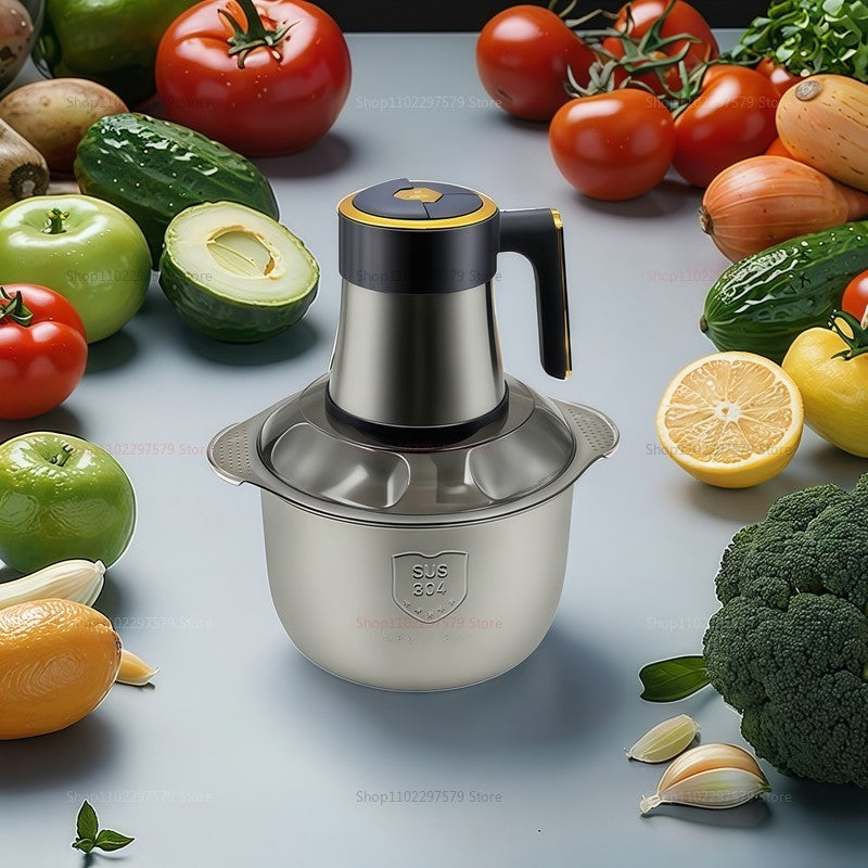 Liquidificador de aço inoxidável multifuncional para carne, frutas, vegetais, processador de alimentos, moedor de carne elétrico de cozinha com cinco velocidades