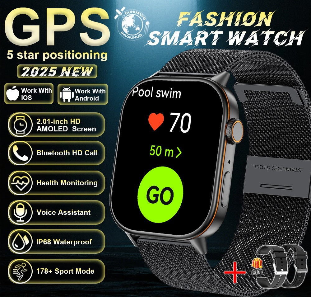 2025 New Military Dual-band GNSS GPS Smart Watch Men Compass 10ATM Waterproof Bluetooth Call Heart rate Sports Smart Watch Women