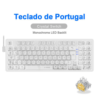 Teclado Mecânico Gamer E-YOOSO Z94 USB com Fio LED Monocromático Retroiluminado Switch Azul Vermelho 94 Teclas para Computador Laptop PC