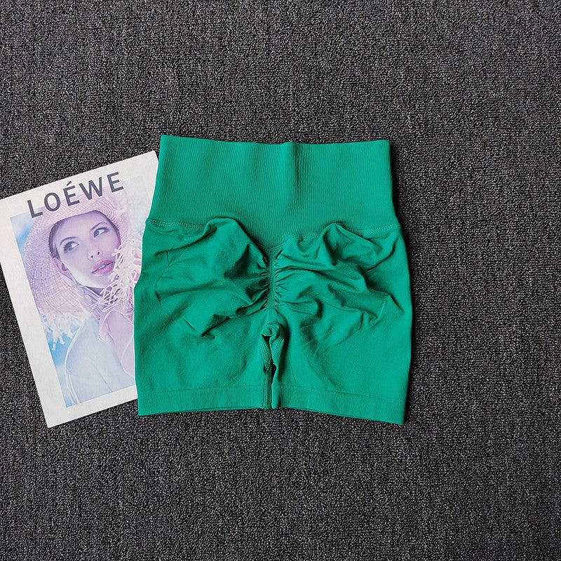 Yoga Shorts Peach Hot Girls Three-Cross Pants High Waist Knitted Pressure Running Sport Elastic Belly Lifting Butt Tight Pants