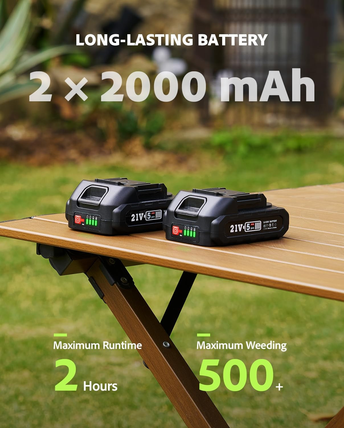 Ferramenta Elétrica Arrancadora de Ervas Daninhas TaskStar 21V Alimentada por Bateria Removedor de Raízes Pesado de Aço com 3 Garras e Cabo Longo c/2 Baterias de 2,0Ah
