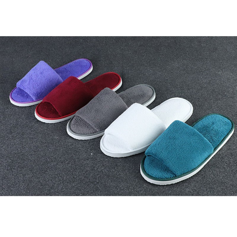 5 Pairs/Lot Winter Cotton Slippers Men Women Disposable Hotel Slippers Home Plush Slides Travel SPA Hospitality Guest Footwear