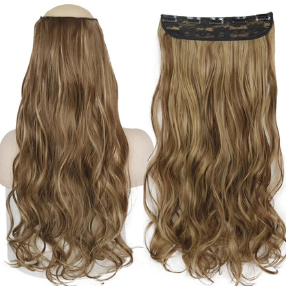 Extensão de Cabelo Liso Comprido de Fibra Sintética Resistente ao Calor com 5 Clipes 22"32" Preto Castanho Loiro