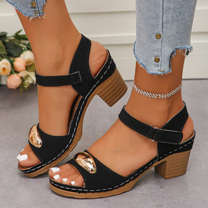 Women's Chunky Heel Sandals Summer 2025 Fashion Outdoor Beach Shoes Lightweight High Heeled Casual Sandals for Women