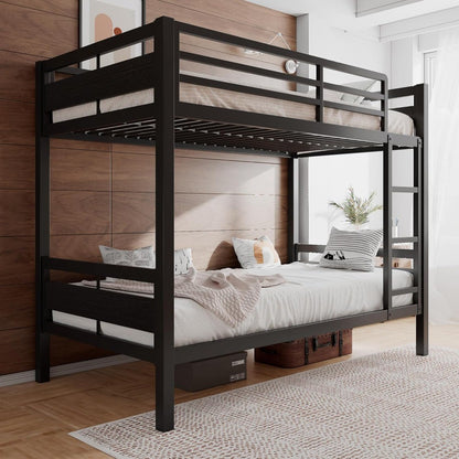 Cama de Metal Beliche para Adultos, com Escada e Guarda-Corpo, Espaço de Armazenamento Embaixo da Cama, Não Requer Box Spring