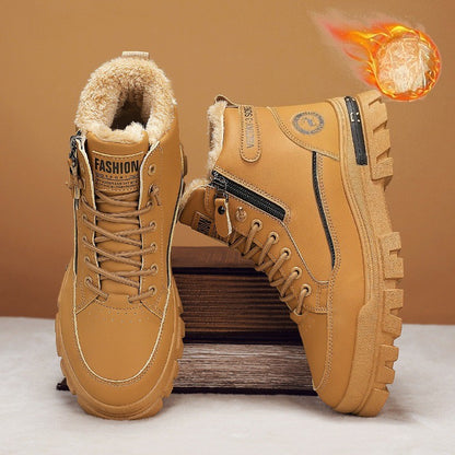 New winter plush  thick warm men's cotton shoes trendy outdoor high top male snow boots