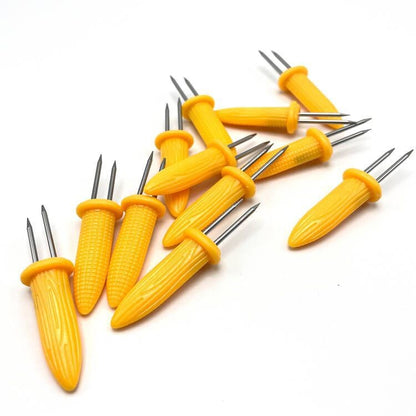 Stainless Steel Corn Fork 12/8Pcs With Box Anti Scalding Barbecue Corn Holders Camping Fruit BBQ Picnic Cooking Tools Outdoor