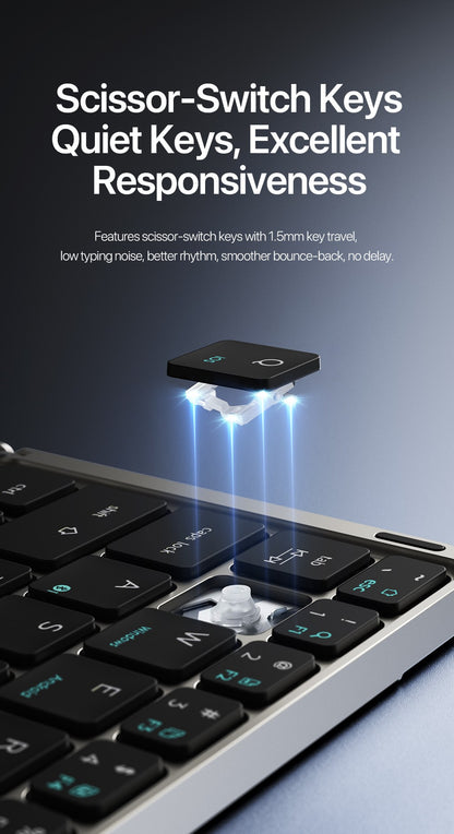 Teclado dobrável Bluetooth 5.0 DUX DUCIS com Touchpad e suporte de telefone para celulares, tablets e PCs com iOS, Android, Windows e Mac
