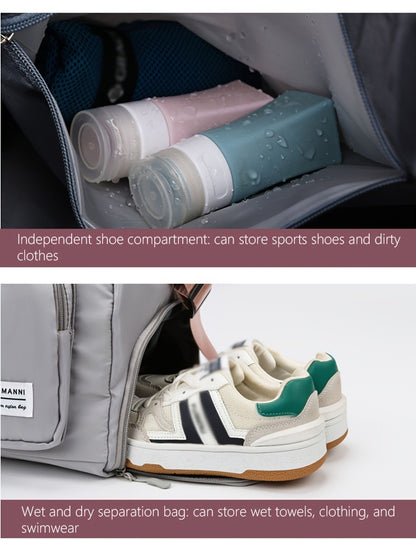 Women's Durable Nylon Sports Gym Bag with Shoe Compartment - Multifunctional Fitness Duffle for Yoga, Travel & Weekend Trips