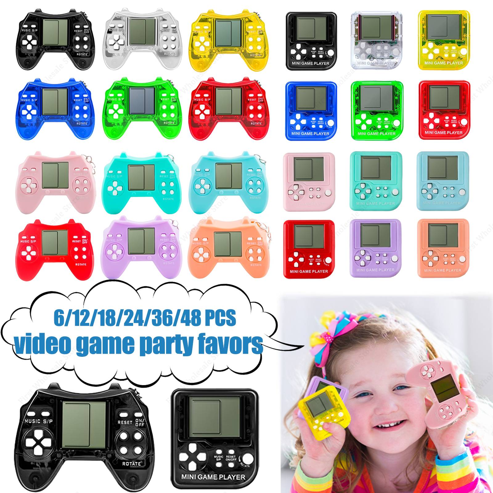 6-48Pcs Video Game Party Favors for Classic Game Console Keychain Birthday Joypad Souvenir School Valentine Gifts